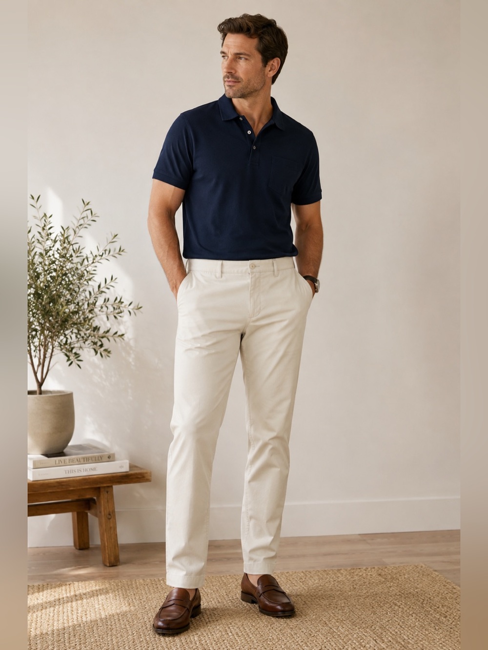 J.Crew Flex Straight Chino Pants Men’s 34x30 Ivory Stretch Khaki